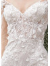 Beaded Ivory 3D Lace Tulle Amazing Wedding Dress